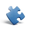 Isolated blue puzzle piece on white background, 3D rendering, realistic texture Royalty Free Stock Photo