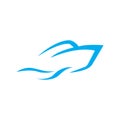 Isolated blue shape jet boat logo design, vector graphic symbol icon illustration creative idea Royalty Free Stock Photo