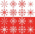 8 isolated blue simple winter snoflakes, vector illustration