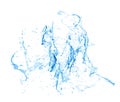 Isolated blue splash of water splashing on a white background. 3d illustration, 3d rendering Royalty Free Stock Photo