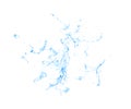 Isolated blue splash of water splashing on a white background. 3d illustration, 3d rendering Royalty Free Stock Photo