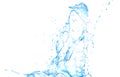 Isolated blue splash of water splashing on a white background. 3d illustration, 3d rendering Royalty Free Stock Photo