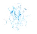 Isolated blue splash of water splashing on a white background. 3d illustration, 3d rendering Royalty Free Stock Photo