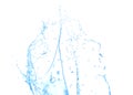 Isolated blue splash of water splashing on a white background. 3d illustration, 3d rendering Royalty Free Stock Photo