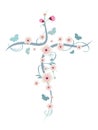 Isolated christian cross with flower and butterflies Royalty Free Stock Photo