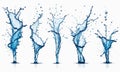 Isolated blue water splashes with droplets
