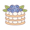 Isolated blueberries tiered cake Dessert Vector