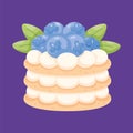 Isolated blueberries tiered cake Dessert Vector