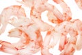 Isolated boiled peeled shrimps meat.