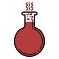 Isolated boiling flask with red liquid