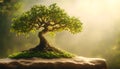 bonsai tree set against a backdrop of soft diffused light showcasing its intricate details Royalty Free Stock Photo