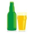 Isolated bottle and glass blonde beer Royalty Free Stock Photo