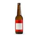 Isolated bottles on a white background, beautiful glare on glass, copy space, beer containers, champagne or cider bottle,