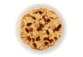 Isolated bowl of bran and raisin cereal Royalty Free Stock Photo