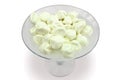 Bowl of buffalo mozzarella cheese on white background, clipping path included.