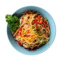 Isolated funchosa noodles salad with vegetables