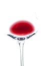 Isolated bowl and a part of stem of transparent wine glass wine with some red wine inside Royalty Free Stock Photo