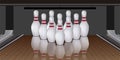 ISolated bowling pins on a lane Royalty Free Stock Photo
