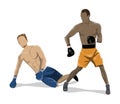 Isolated boxers fight. Royalty Free Stock Photo