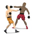 Isolated boxers fight. Royalty Free Stock Photo