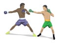 Isolated boxers fight. Royalty Free Stock Photo