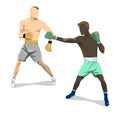 Isolated boxers fight. Royalty Free Stock Photo