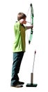 Isolated Boy Archer with Bow and Arrow Royalty Free Stock Photo