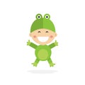 Isolated boy dressed as a frog Royalty Free Stock Photo