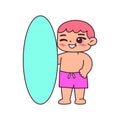 Isolated boy surf beach vector illustration Royalty Free Stock Photo