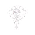 Isolated boy umbrella draw kids rain vector illustarion Royalty Free Stock Photo