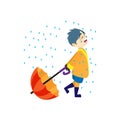 Isolated boy umbrella kids rain vector illustation Royalty Free Stock Photo