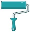 Isolated bright teal paint roller tool for painting and home improvement projects Royalty Free Stock Photo