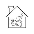 Isolated broom and dustpan on house icon Vector