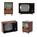 Isolated old television white background