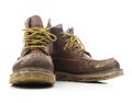 Isolated Brown Construction Work Boots Royalty Free Stock Photo