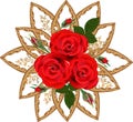 Isolated brown design with three red rose flosers Royalty Free Stock Photo
