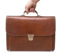Isolated brown leather briefcase Royalty Free Stock Photo