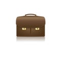 Isolated brown leather briefcase made from croco Royalty Free Stock Photo