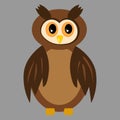Isolated brown owl with open eyes