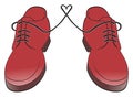 Isolated brown pair of men shoes with heart formed by shoelace