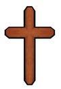 Isolated brown wooden ornate walnut cross christian symbol of resurrection