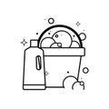 Isolated bucket with bubbles and a liquid soap bottle icon Vector