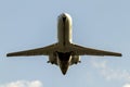 Isolated Bug eye view of an Embraer ERJ 145 airplane by United Express.