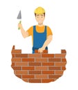 Isolated builder bricklayer.