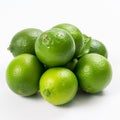 An isolated bunch of limes on a white background