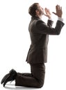 Isolated business man pray position Royalty Free Stock Photo