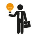 Isolated businessman pictogram and bulb design