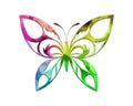 Isolated butterfly composed of colorful bokeh lights background