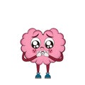 Isolated caartoon of a brain pleading