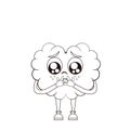 Isolated caartoon of a brain pleading